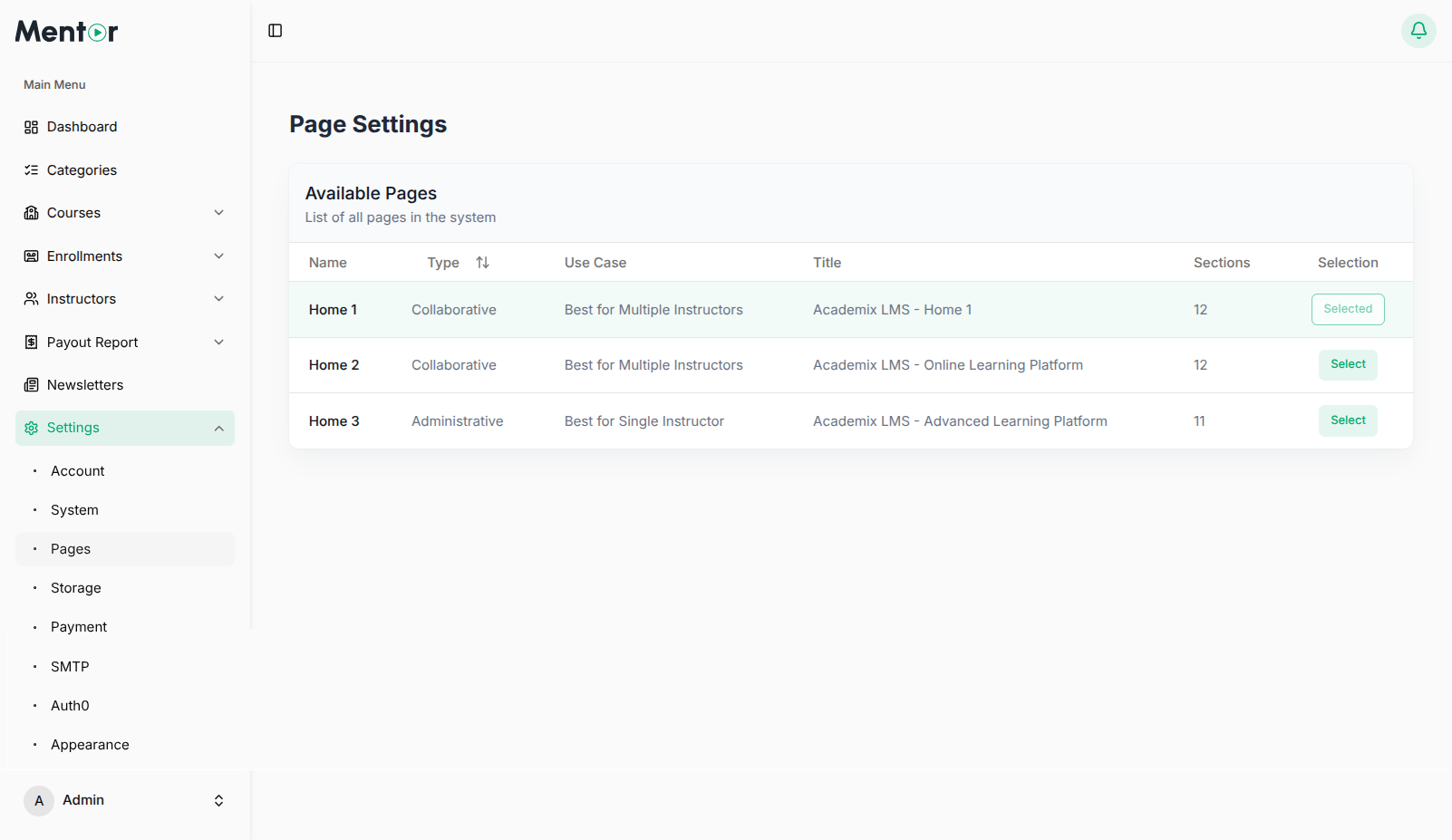 Page Settings