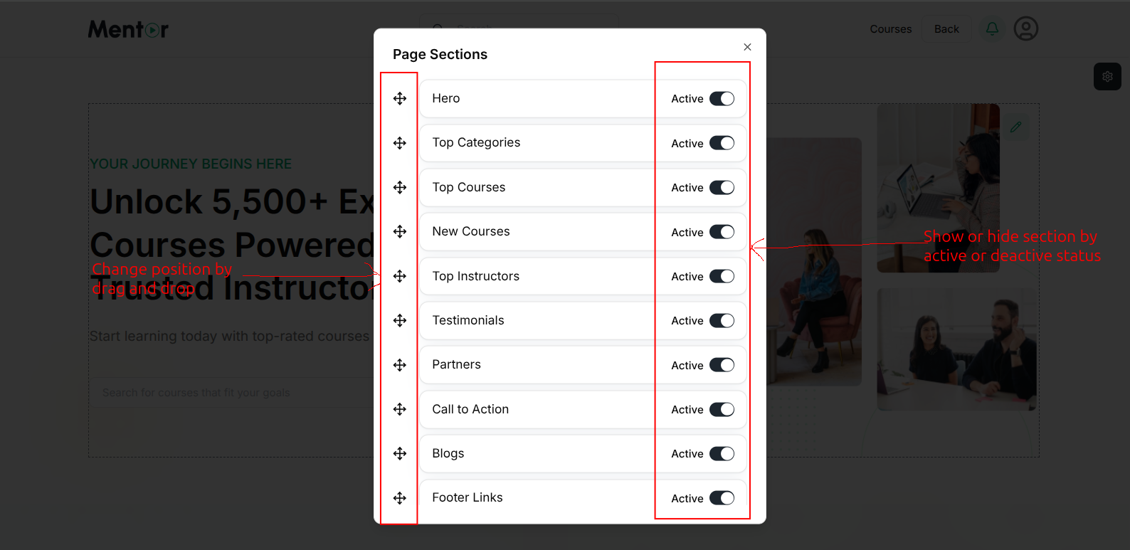 Page Sections Manager